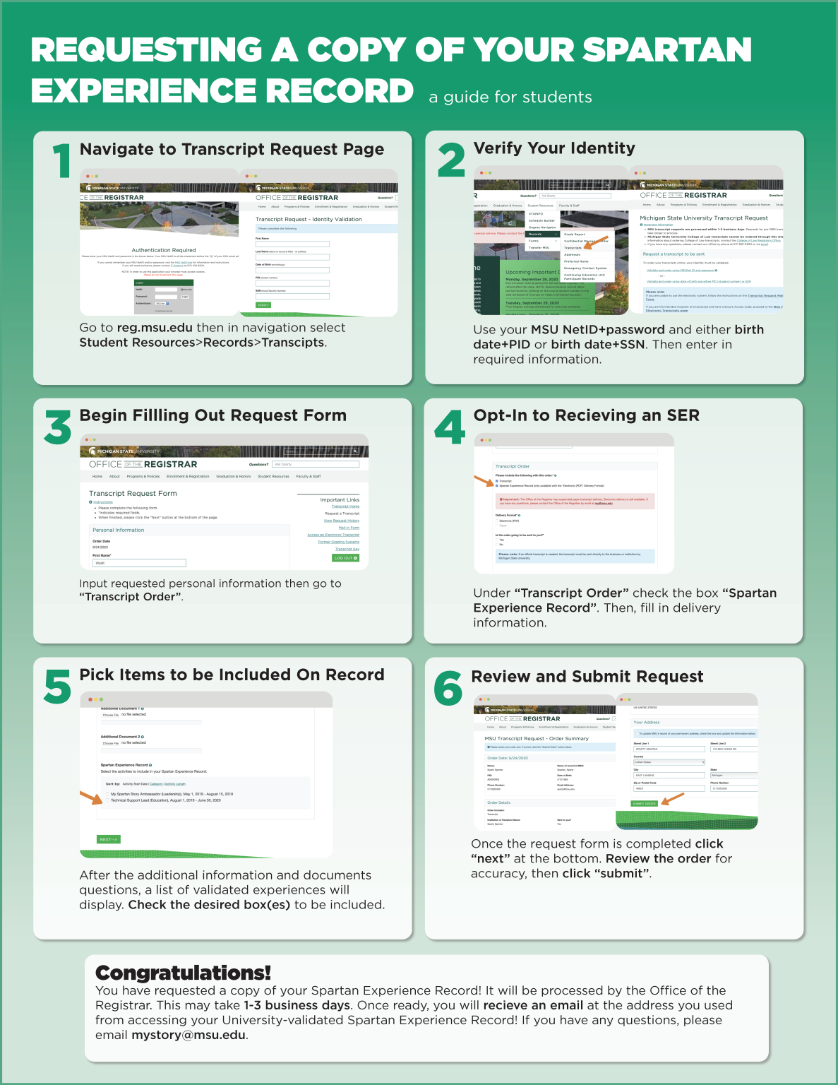 Student Use of the Spartan Experience Record – Spartan Experience Record
